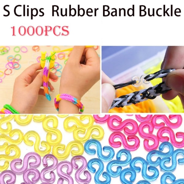 1000 Stk Plast S Clips Gummibåndspenne MULTICOLOR Multicolor
