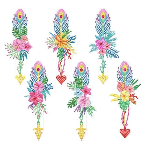 6 kpl / set Feather Bookmark Diamond painting Kirjanmerkki 02 02 02