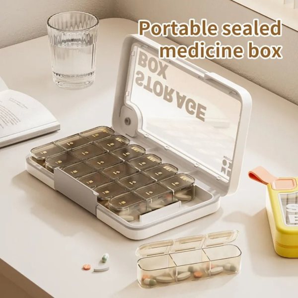 Pill Organizer Medicin Divider VIT white