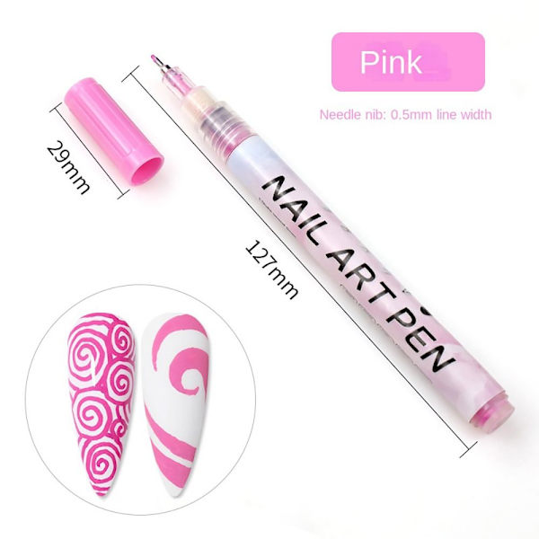 Nail Art Tegnepen Graffiti Gel Pen PINK 0,5MM 0,5MM PINK 0.5MM-0.5MM