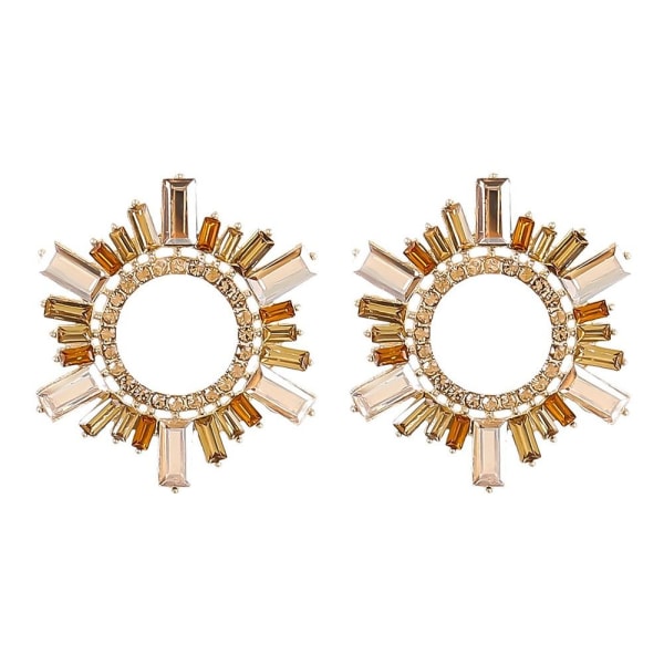 Rhinestone Dangle Blommiga örhängen GULD gold