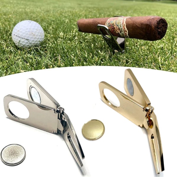 Golf Divot Tool Cigar Holder SILVER Silver