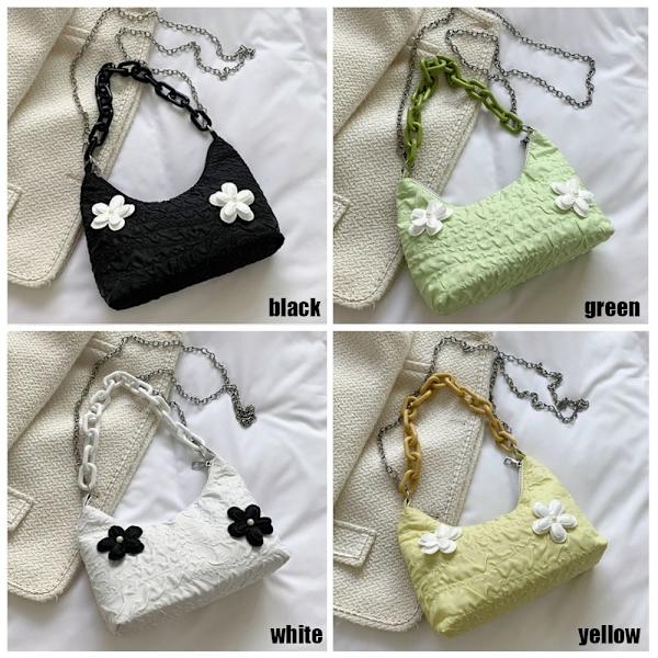 Mode Kvinnor Blomma Axelväskor Nylon Sling Handväskor gul