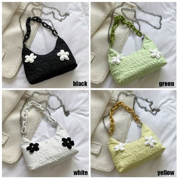 Mode Kvinnor Blomma Axelväskor Nylon Sling Handväskor svart