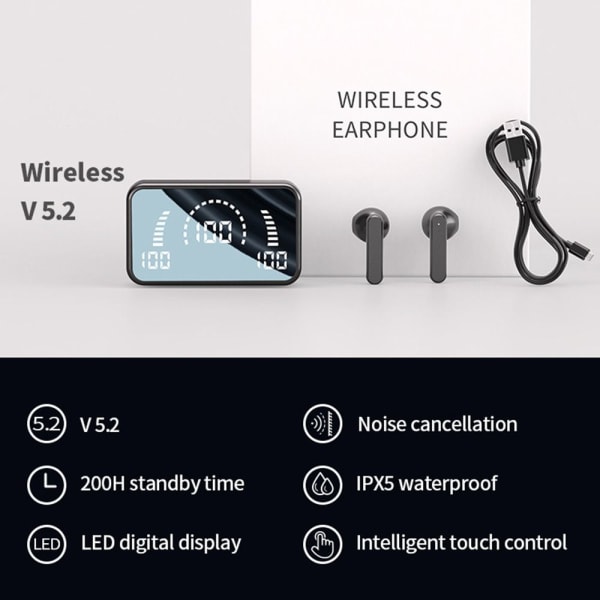 Bluetooth-hodetelefoner Trådløs Bluetooth 5.2 SVART black