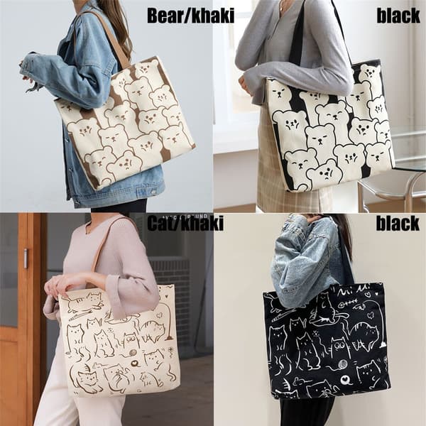 Mode damväska med stor kapacitet Canvas handväskor black