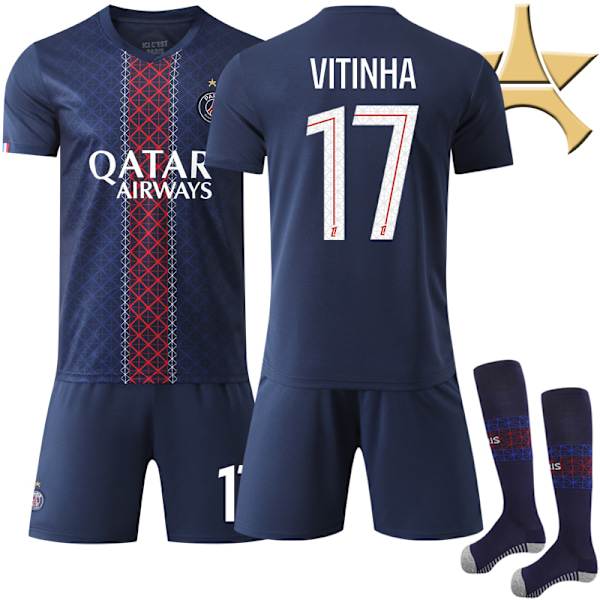 25-26 Paris Saint G ermain Lasten Kotipaita 1-tähti Pelinumero 17 Vitinha 18