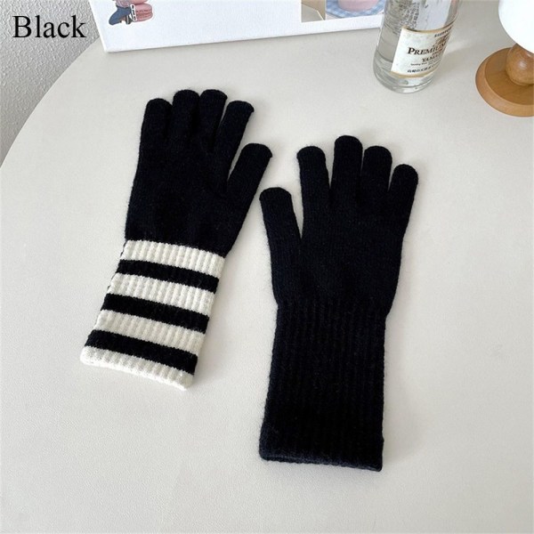 Stickade handskar varma handskar SVART black