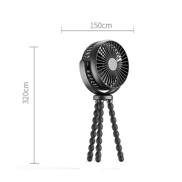 Blæksprutte Ventilator Klapvogn Ventilator SORT 5200MAH 5200MAH