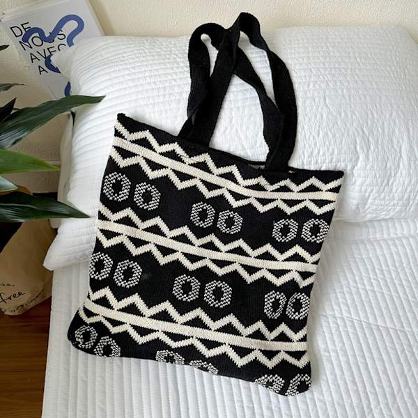 Håndvævet Taske Knot Håndledstaske SORT black
