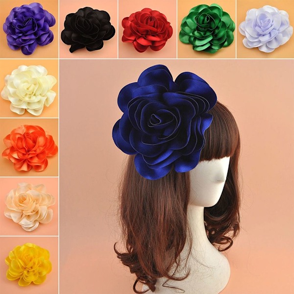 Hårklemme Satin Flower SORT Black