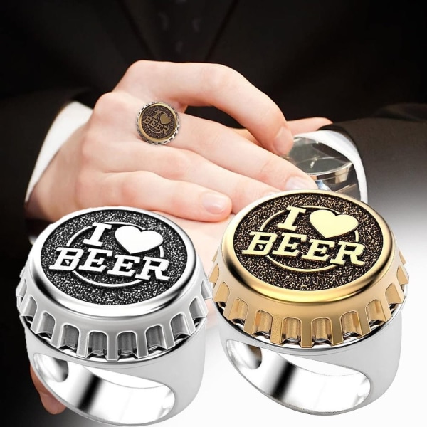 Ølflaskekork Ring I Love Beer Ring GULL 9 Gold 9