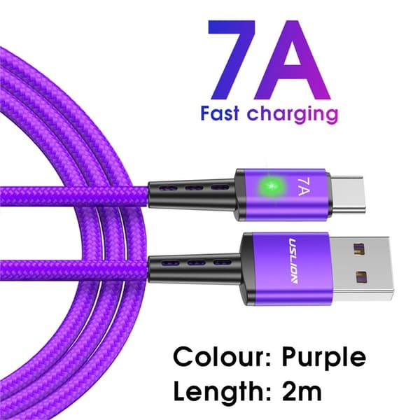 Type C -pikalatauskaapeli Type C -datakaapeli PURPLE 2M Purple 2M
