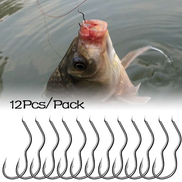 12 st/pack Fiskkrok Automatisk vändkrok 1 1