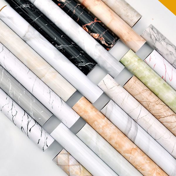 Marmor Tapet Desktop Sticker Møbelrenovering HVID White 40cm x 3m