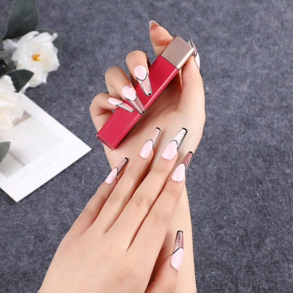 Fake Nails Long French 1 1 1