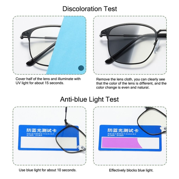 Fotokromatiske solbriller Blå lysblokkerende briller Black silver