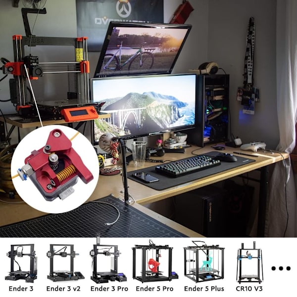 Dual Gear Ekstruder 3D Printer Ekstruder Dobbelt Gear mk8 ekstruder