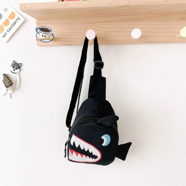 Shark Pattern Chest Bag Crossbody Chest Bag SVART black