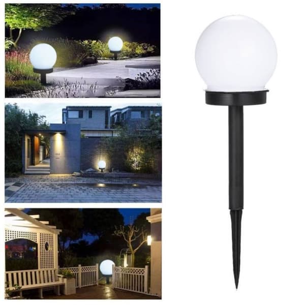 2stk Garden Globe Lamper Solar Light HVIT LYS HVIT LYS white light