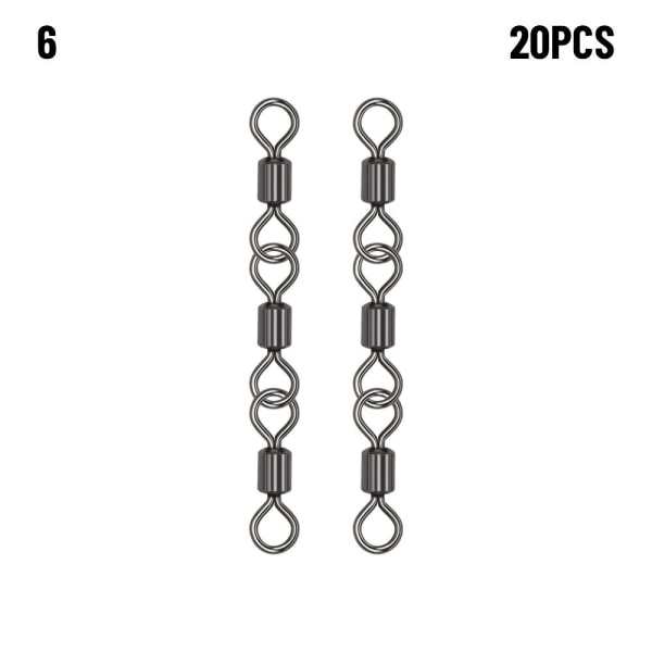 20 st Fishing Snap Connector med Pin Rolling Swivel 6 6 6