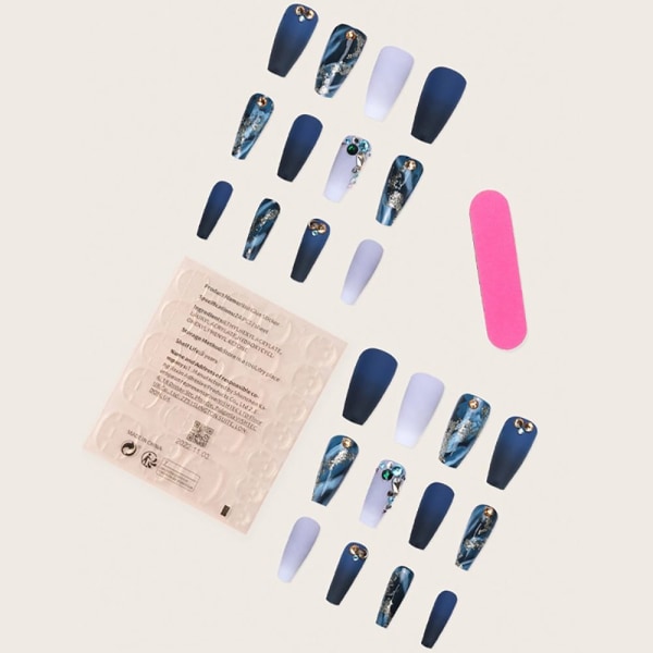 Fake Nails Mörkblå Diamantfolie Guldpulver BKS1519