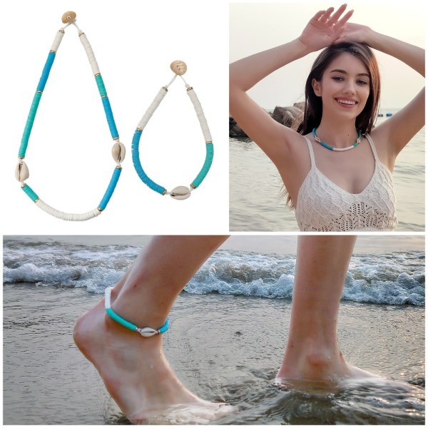 Shell Chain Anklet Chain Halsband Set 2 2 2