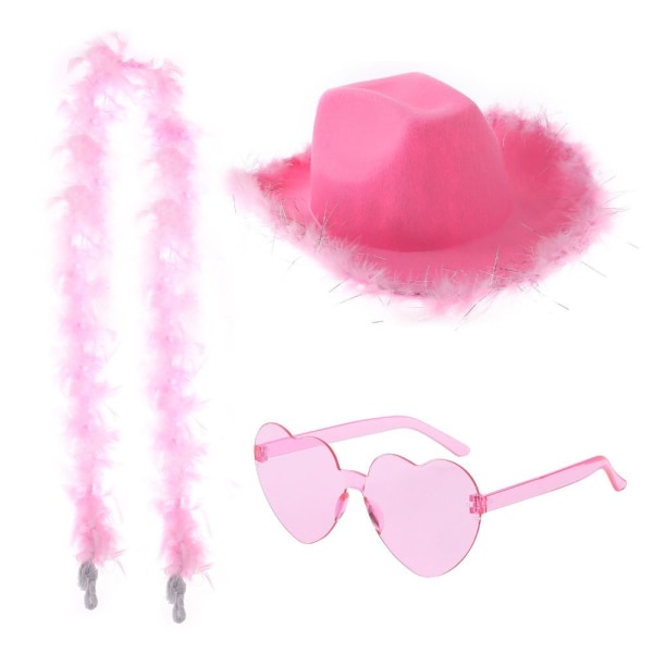 Cowboy-hattu Fluffy Feather Boa PINK Pink