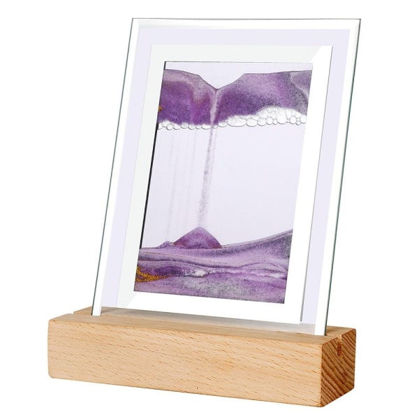 3D Moving Sand Art Bordlampe Quicksand Painting Night Light Purple