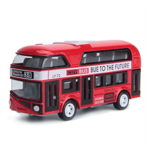 Dubbeldäckare bussleksaksmodell Pull Back-leksaker RÖD Red