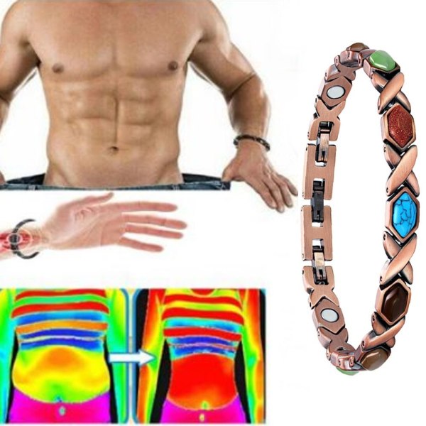 Kobber Magnetisk Terapi Armbånd Naturlig Turkis Magnetisk Multicolor