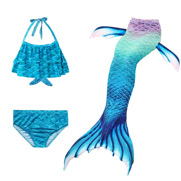 3 stk Kids Mermaid Tail Bikini Sæt A-150CM A-150CM A-150CM