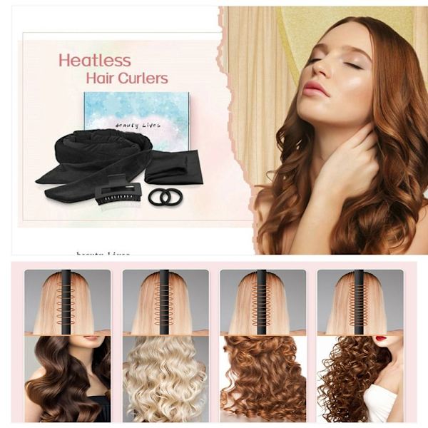 Heatless Curler Curls Uden Varme SORT Black