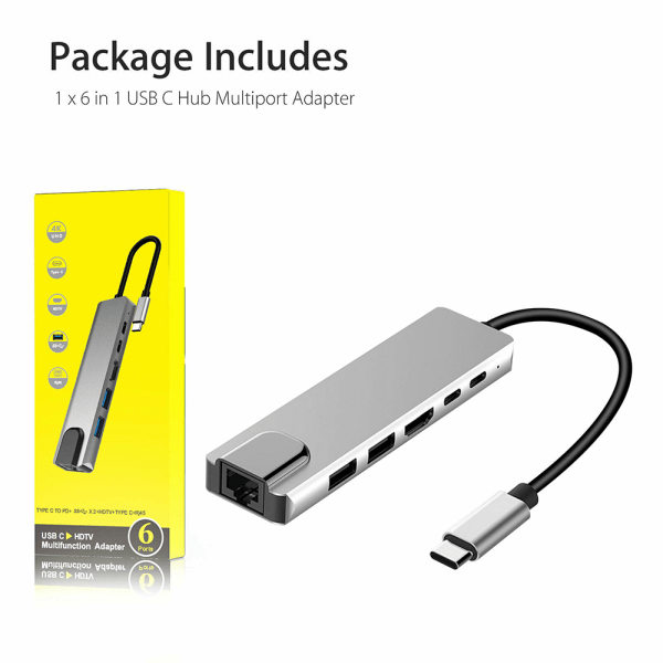 6 i 1 USB 3.1 Type-C Hub 4K HDMI 6 in 1 USB-C Hub