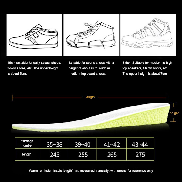 Shoe Lift Memory -puuvillapohjallinen 41-422,5cm 2,5cm 41-422.5cm
