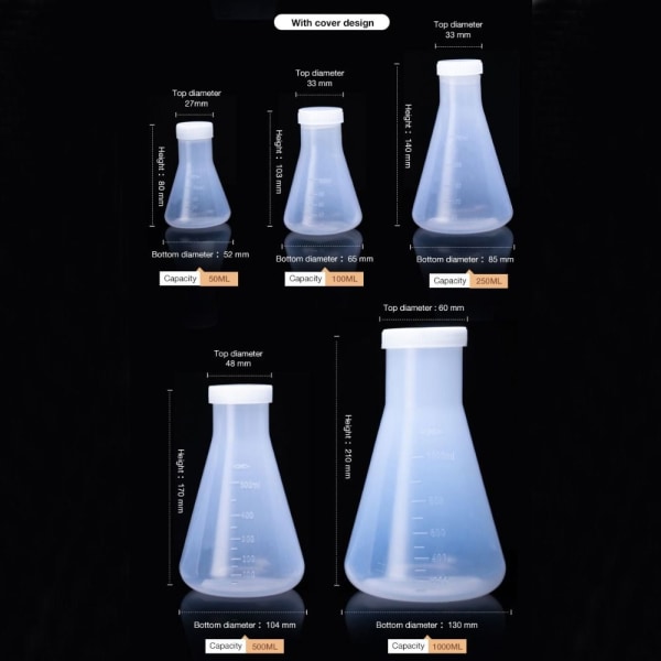 Muovinen Erlenmeyer-kolvi, leveäsuuinen erlenmeyerpullo kolmio