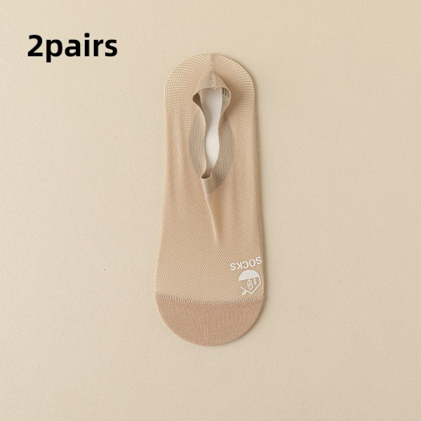 2 par Ice Silk Sock Invisible Socks KHAKI khaki