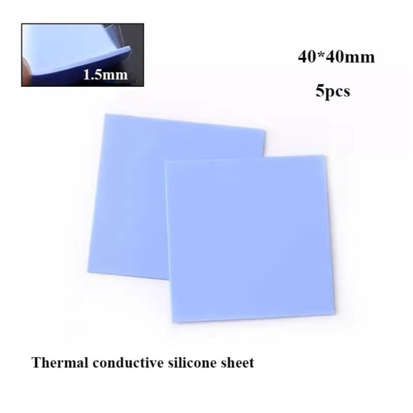 5 stk Silikon Thermal Pad Thermal Pad Sheet 40X40MM 1,5MM 40x40mm 1.5mm
