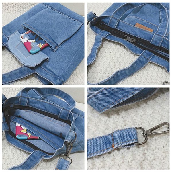Axelväskor i denim, Crossbody-väskor light blue