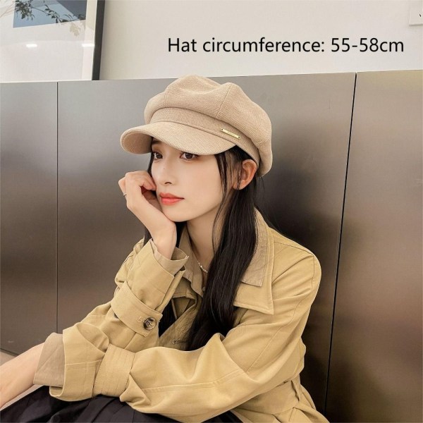 Octagonal Basker Hat Newsboy Hat KHAKI khaki