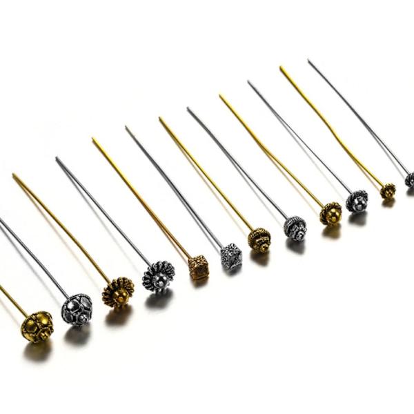 60 st smycken Head Pins Blomnål Lång Metallic Head Pins