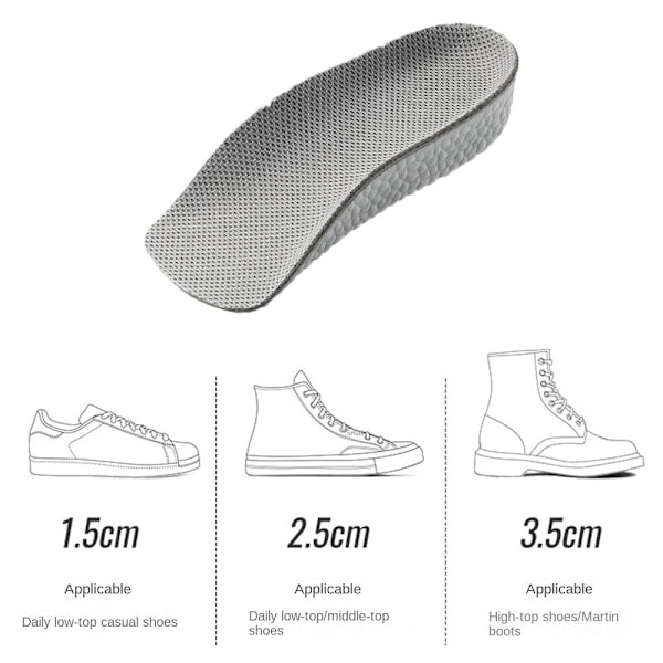 Korkeutta lisäävät pohjalliset puolikokoinen kenkäpehmuste HARMAA 2,5 CM2 PARI 2 grey 2.5cm2 pair-2 pair