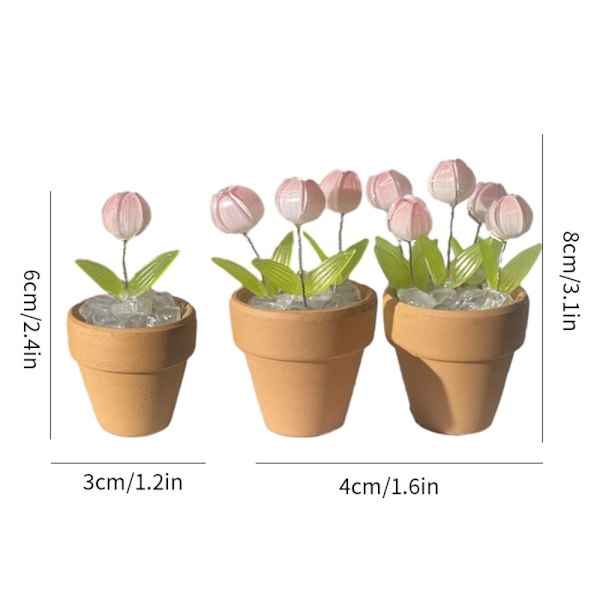 DIY Tulip Natlampe i potte Bordlampe PINK 5 TULIPAN BLOMST 5 Pink 5 tulip flower-5 tulip flower
