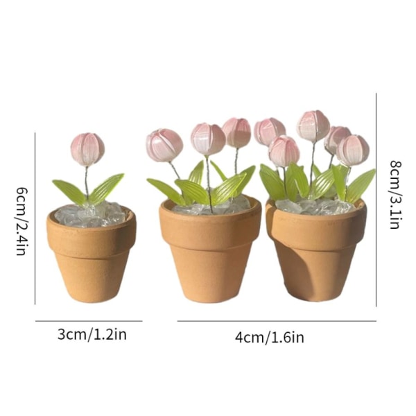 DIY tulppaaniruukku yövalo pöytävalaisin PINK 3 TULIP FLOWER 3 Pink 3 tulip flower-3 tulip flower