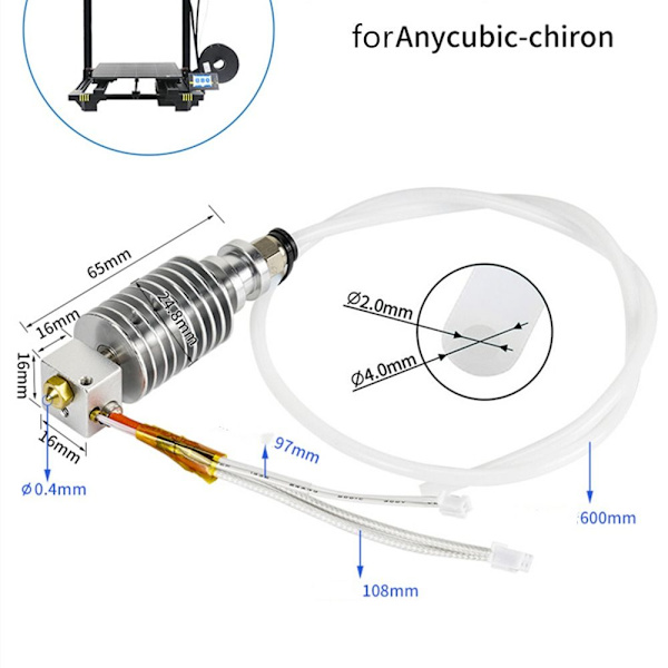 3D Printer Hotend Udskiftelig Metal TIL CHIRON TIL CHIRON for chiron