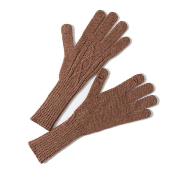 1 par stickade handskar pekskärmshandskar BRUN Brown