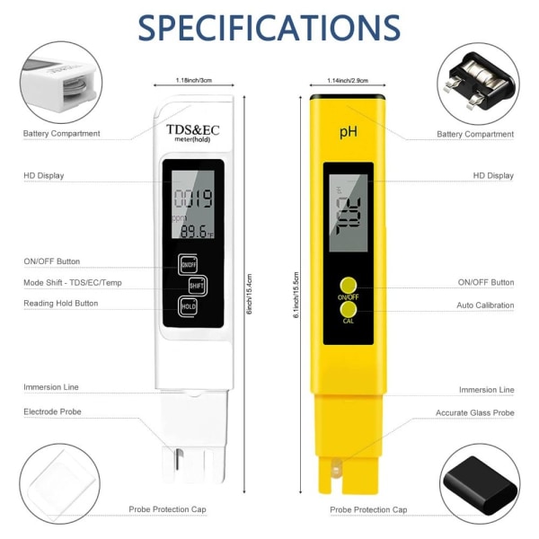 3stk PH Meter TDS PPM Meter Jordfuktighetsmåler