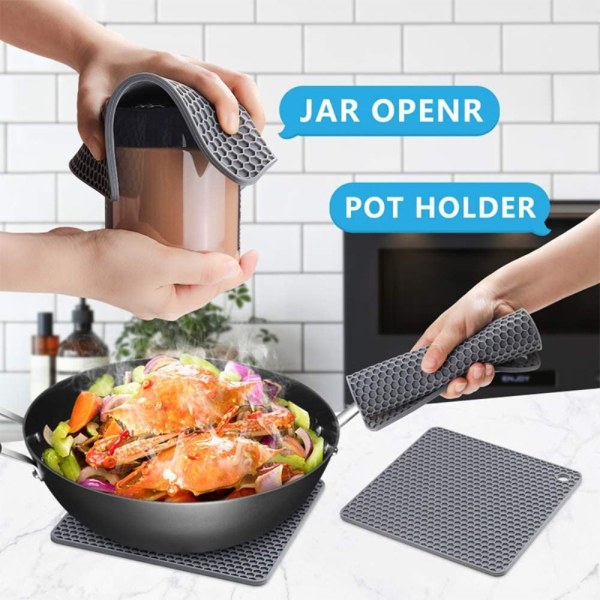 Silikoninen Alusta Kuumille Padoille ja Pannuille TUMMANHARMAA NELIÖ Dark Grey Square-Square