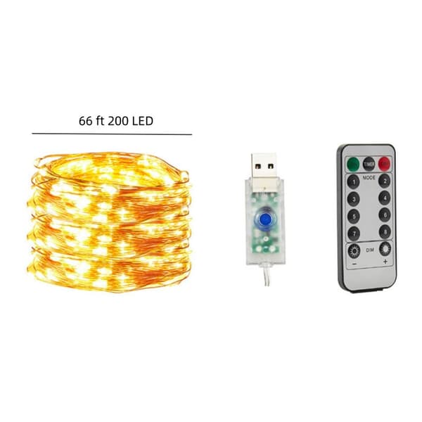 2-pack Fairy Lights USB Plug in String Lights LED-belysning warm white 200 LED 66ft2 pack-2 pack