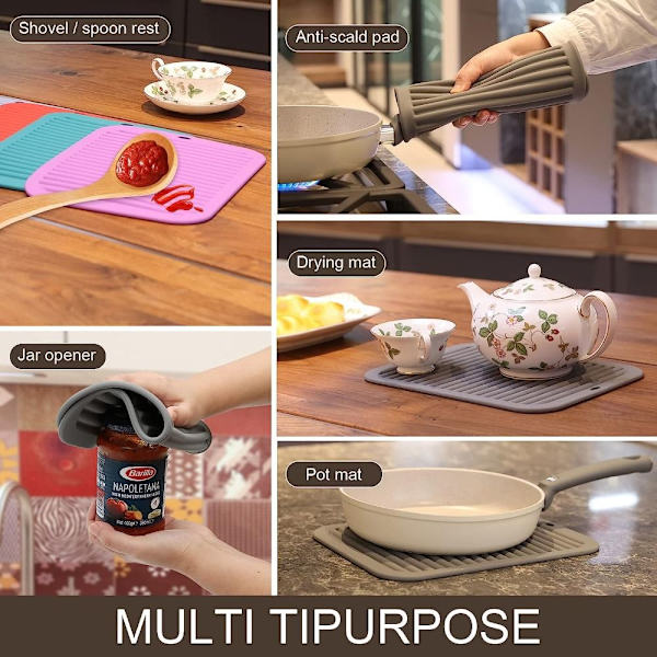 2 kpl Monipuoliset ruukkutelineet lämmönkestävät matot TUMMANHARMAA Dark grey